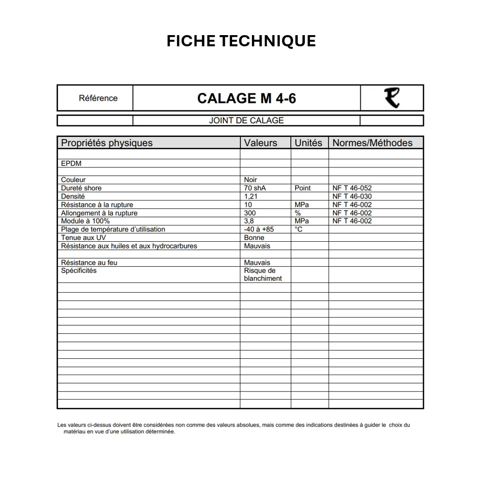 Joint de calage pour vitrage multi-jeux, EPDM. Accroche: 2,5 mm - Jeu: 4,0 à 6,0 mm – Image 2