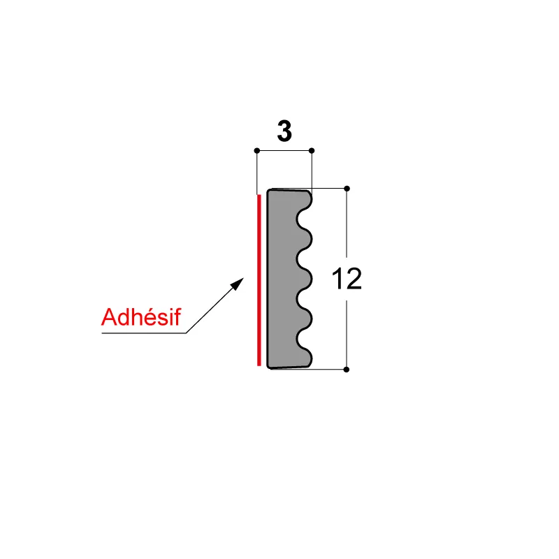 Joint KISO 141 Profile - 3x12mm - Joint de fenêtre adhésif sur menuiseries bois. Vendu au mètre linéaire (minimum 5ml). – Image 2
