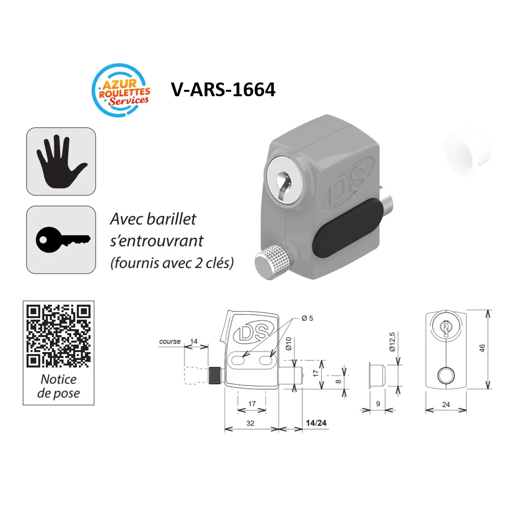 Verrou de securité pour baie coulissante, verrou à clé, semi automatique - 4 Couleurs - 2 Longueurs Utiles – Image 12